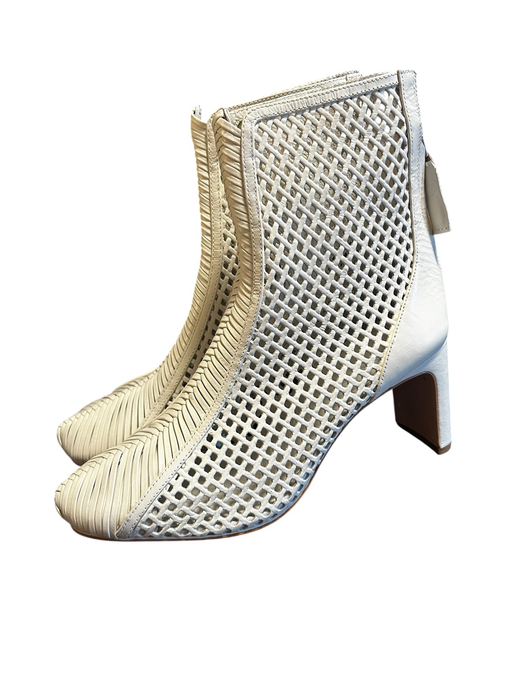 Daniella Shevel Isabella White Handwoven Leather Ankle Booties Size 38/7.5 — image 2 of 6